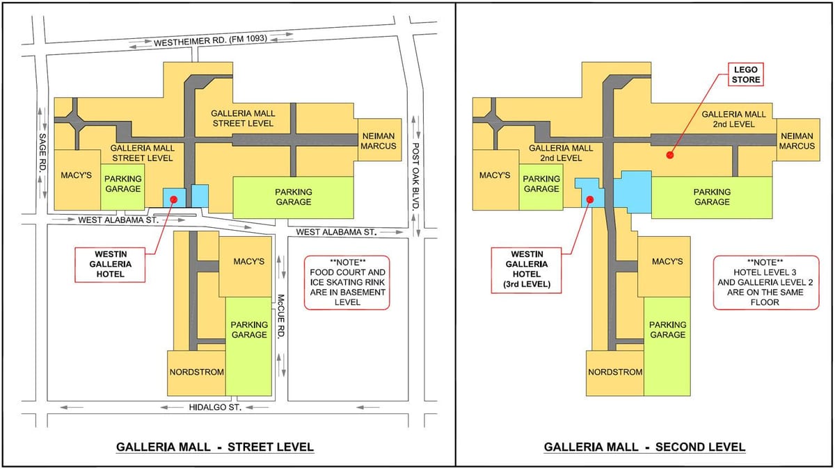 ਹਾਯਾਉਸ੍ਟਨ Galleria ਮਾਲ ਨਕਸ਼ਾ